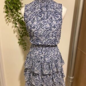 1. State Blue Patterned Midi Dress
